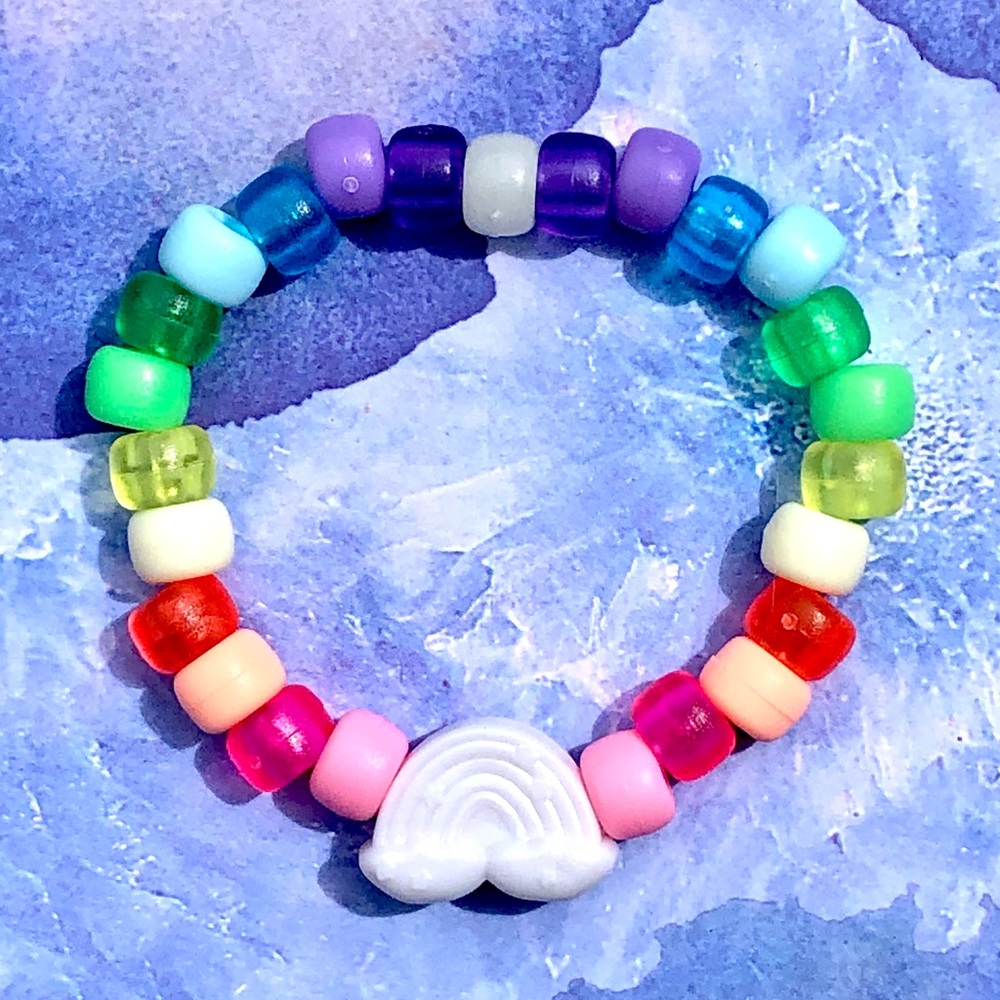 Rainbow in the Clouds Kandi Beaded Bracelet